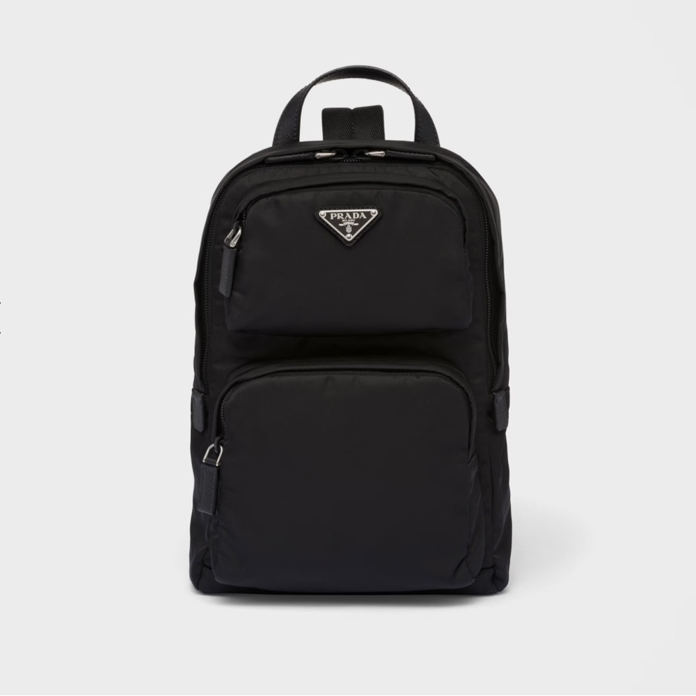 Re-Nylon and Saffiano leather backpack